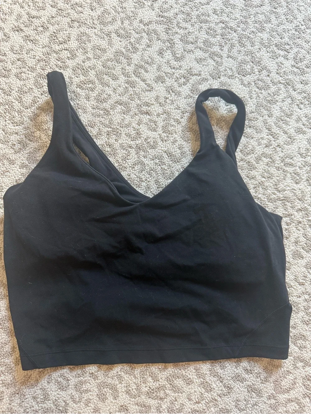 lululemon Black Longline V-Neck Sports Bra Crop Top Size Large